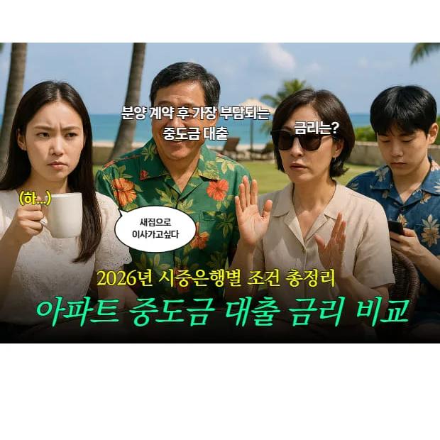[리포트] 아파트 중도금 대출 금리 비교, 2026년 시중은행별 조건 총정리